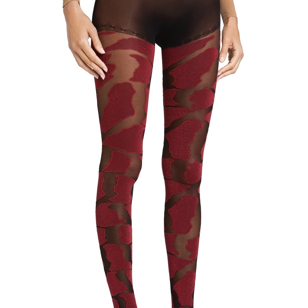 NWT Maison Soksi Red and Black Tights